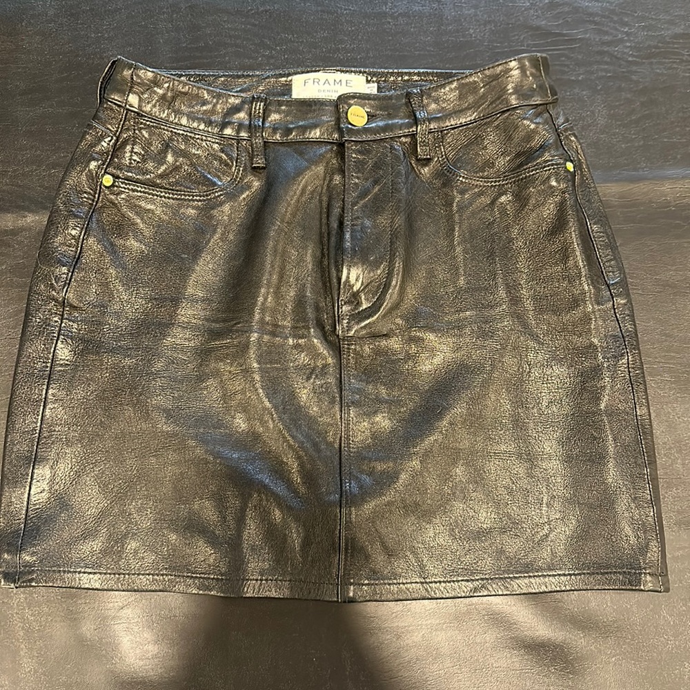 FRAME LEATHER MINI SKIRT - Picture 2 of 2